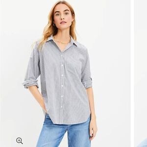 NWT Petite Striped Cotton Blend Oversized Shirt